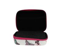 Garneck Bolsa de Almacenamiento para Aceites Esenciales 15 Compartimentos de 10 Ml Diseño de Mariposas Blancas Color Rosa Fucsia Estuche Portátil para Viaje y Uso Diario