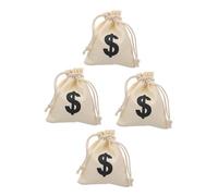 Garneck Bolsa de Dinero para Fiestas Infantiles y Cumpleaños Diseño Creativo de Letras de Lona Cordón Paquete de 4 Unidades Fácil de Almacenar y Transportar
