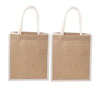 Garneck Bolsa De Tela De Arpillera Reutilizable Pequeña con Asa, 25x29x15 Cm, Resistente y Práctica para Compras y Playa, Set De 2 Unidades para Uso Diario y Regalos