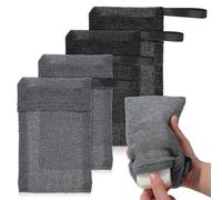 Garneck Bolsa para Jabón Barra Exfoliante de Nailon 4 Unidades Gris y Negro Práctica para Baño y Ducha Fácil de Limpiar y Colgar