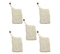 Garneck Bolsa para Jabón de Sisal 5 Piezas 14,5x9,5 Cm Cordón y Cuentas de Madera Color Café, Bolsa de Red Exfoliante para Baño y Jabones Artesanales, Secado Rápido y Uso Práctico