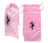 Garneck Bolsa para Zapatos de Ballet Resistente Gran Capacidad para Niña Pequeña de Satén Rosa Cordón Pack de 3 Unidades Adecuado para Yoga y Viajes