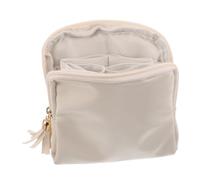 Garneck Bolsa Pequeña de Maquillaje y Joyería Beige de PU Organizador de Viaje Multifuncional con Compartimentos para Cosméticos Joyas y Monedas Práctica Cartera Portátil