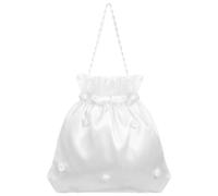 Garneck Bolsas de boda Satén Novia Boda Monedero de Novia Monedero de Novia Bolso Dolly Blanco Novia de Satén Flores Decoradas Dolly Bolso de Boda Bolso de Novia, Blanco, 22.00X21.00X0.50CM
