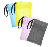 Garneck Bolsas de Jabón de Nylon 4 Piezas Tamaño Mediano para Ducha y Cuidado, Color Gris Rosa Amarillo Azul Claro, Bolsa Espumosa para Pastillas de Jabón Portátil y Práctica
