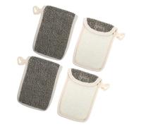 Garneck Bolsas de Jabón Exfoliantes de Lino Negro, 4 Piezas Textura Cómoda para Crear Burbujas, Accesorio Adecuado para Uso en Casa y Hotel