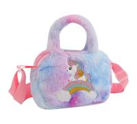 Garneck Bolso Bandolera Unicornio de Peluche para Niña Pequeño, Color Púrpura Tie-Dye, Diseño Esponjoso y Ligero, Monedero Infantil Adecuado para Jardín de Infancia y Uso Diario
