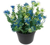 Garneck Bonsái de Eucalipto Artificial Decorativo Planta Simulada Maceta Azul para Salón Dormitorio Oficina y Balcón sin Mantenimiento y Realista