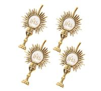 Garneck Broche de Comunión Católico 4 Unidades Pin del Santo Cáliz Dorado para Ropa y Mochila, Broche Religioso de Solapa Católica para Mujer, Niña, Accesorio para Evento de Comunión