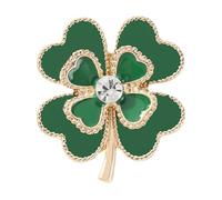 Garneck Broche de Trébol de Cuatro con Cristales Verdes Brillantes Accesorio Elegante para Fiestas Eventos Formales y Uso Diario Símbolo de Buena Suerte y Prosperidad