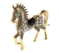 Garneck Broche Vintage de Metal Forma de Caballo y Gemas de Imitación Diseño del Año del Caballo 2026 Accesorio Hipoalergénico para Mujer y Hombre en Fiestas Chinas y Celebraciones del