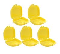 Garneck Caja de Dentadura Postiza Caja de Almacenamiento de Dientes Postizos Caja de Baño de Dentadura con Tapas Bolsa de Medicina para Retenes Dentaduras Postizas 5 Piezas (Amarillo)