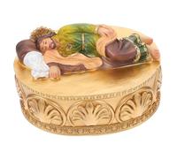 Garneck Caja de Joyería Durmiente Statue Católico Religioso Regalo Resina Estatua Decoración del Hogar Figurine Estatua de San Jose Dormido Dorado Navideño