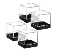 Garneck Caja Transparente para Exhibición de Minerales y Figurines de Plástico, Fácil de Limpiar, Diseño Transparente, Pack de 4 Piezas para Almacenamiento y Colección