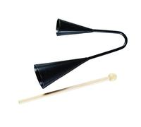 Garneck Campana Agogo De Dos Tonos Negra Con Palo De Madera, Instrumento De Percusión Para Niños, Juguete Musical Tradicional Portátil Adecuado Para Música Latina y Educación Infantil