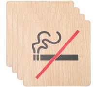 Garneck Cartel prohibido fumar de madera - 4 unidades de señalización para restaurantes y actividades comerciales - Advertencias claras para fumadores solo fuera placas de prohibición para ambientes