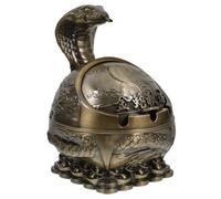 Garneck Cenicero Metálico con Tapa a Prueba de Viento, Diseño Serpiente Vintage, Tamaño Compacto para Hogar y Exterior, Cenicero Decorativo Resistente y Práctico