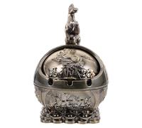 Garneck Cenicero Portátil con Tapa Vintage y Diseño Retro Resistente al Viento Cenicero de Metal Estilo Bronce para Decoración de Interiores y Regalo Elegante