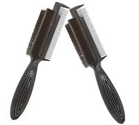 Garneck Cepillo de Limpieza Doble Cara para Cabello y Barba Peine Cardador Negro 2 Piezas Herramienta Práctica para Peluquerías y Uso Doméstico
