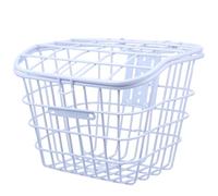 Garneck Cesta Delantera Gruesa para Bicicleta Eléctrica Tapa, Cesta de Almacenamiento Resistente de Hierro Blanco, Accesorio Portátil para Guardar Mochilas y Alimentos, Adecuado