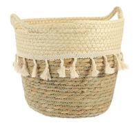 Garneck Cesta Pequeña de Almacenamiento Beige de Fibra Vegetal y Algodón, Organizador de Escritorio Multifuncional Gran Capacidad, Fácil de Usar y Limpiar para Cocina y Estantes