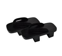 Garneck Chanclas Pantuflas De Verano De Plataforma Zuecos Japoneses De Madera Negra Sandalias De Dos Dientes Para Hombre y Mujer Talla