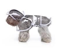 Garneck Chubasquero Blanco con Correas Ajustables para Cuello y Abdomen con Capucha y Banda Reflectante, de Poliéster para Perros Adecuado para Perros Medianos y Grandes