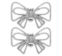 Garneck Clips Decorativos para Zapatos de Mujer Gemas de Imitación, Clip Desmontable en Forma de Lazo, Accesorios Elegantes para Boda y Fiesta, 1 Par Color Plata