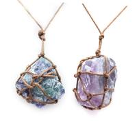 Garneck Colgante de Fluorita Natural Irregular, Collar Delicado para Mujer y Niña, Piedra Auténtica Original, Cadena Fina de Moda, Accesorio Ligero para Uso Diario y Ocasiones Obsequios