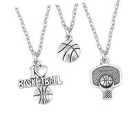 Garneck Collar de Baloncesto y Colgante de Aleación Plateada para Pareja, Cadena Delicada, Joyería Unisex para Hombre y Mujer, Uso Diario y Obsequio Especial, Pack de 3 Piezas