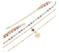 Garneck Collar De Clavícula Para Mujer Ojos Mal De Ojo Multicapas, Cadena De Aleación Dorada, Estilo Moderno y Urbano, Joyería Femenina Para Fiesta y Uso Diario, Diseño Elegante y Llamativo