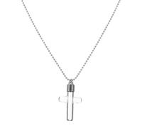 Garneck Collar de Urna para Cenizas Colgante Cruz Transparente de Vidrio y Acero Inoxidable, Vial Abierto para Recuerdo Conmemorativo, Joya Femenina para Memoria Duradera