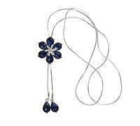 Garneck Collar Largo para Mujer Colgante de Cristal Azul en Forma de Flor Accesorio de Ropa para Suéter de Otoño E Invierno Joyería Colgante de Aleación Segura y Diseño Elegante