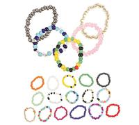 Garneck Colorido anillo elástico de perlas para mujer - iris anillo de plástico - Ideal para la playa y el día a día - perfecto como de amistad o joya bohemia, 2.30X2.30X0.50CM, Vidrio,