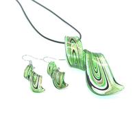 Garneck Conjunto de Collar y Pendientes Espiral de Cristal Verde Joyería Creativa Multicolor para Mujer Accesorio Elegante para Fiestas Bodas y Ocasiones Obsequios