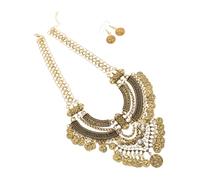 Garneck Conjunto de Collar y Pendientes Étnicos para Mujer Diseño Corto con Cadena Gruesa Estilo Babero Accesorio Punk para Fiestas Uso Diario y Estilo Único