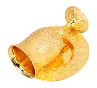 Garneck Copa De Kiddush Metálica Dorada con Platillo Resistente para Vino Ritual Judío Shabat Pascua Obsequio Festivo