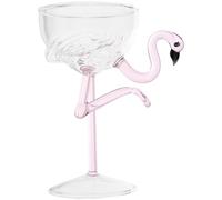 Garneck Copa de Vino Decorativa con Diseño de Flamenco Rosa Copa de Cóctel Elegante para Fiestas Hawaianas Vidrio Reutilizable y Fácil de Limpiar Accesorio Original y Creativo para