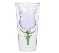 Garneck Copa de Vino Rosado de Cristal Doble Capa Diseño de Flor de Rosa Capacidad 201-300 Ml Vaso para Bar y Fiesta Adecuado para San Valentín y Uso Doméstico