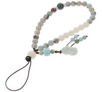 Garneck Cordón para Teléfono Móvil de Agalmatolita Estilo Chino Correa Corta Verde de Muñeca Cadena para Celular Ligera y Decorativa Accesorio Artesanal para Celular y Llavero