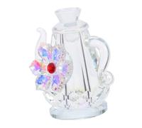 Garneck Cristal Decorativo Tetera Floral Miniatura con Figura Pequeña para Centro de Mesa y Adorno de Escritorio Estatua Coleccionable para Hogar y Oficina