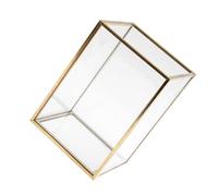 Garneck Cubo Organizador Transparente para Brochas de Maquillaje Contenedor para Herramientas Cosméticas Almacenamiento Compacto para Escritorio Color Dorado Borde Metálico Adecuado
