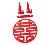 Garneck Decoración de Boda China XI Chino de Fieltro Rojo, Símbolo Doble Felicidad para Decoración de Sala y Fiesta, Suministros para Boda Tradicional, Adorno de 1 Pieza para Mesa