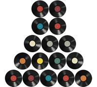 Garneck decoración de discos retro, decoración de discos de vinilo, 16 piezas, PVC negro, para sala de estar y dormitorio, decoración de pared para aficionados a la música