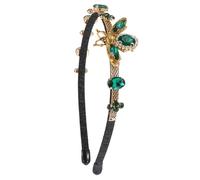 Garneck Diadema Barroca Gemas de Imitación Verde, Accesorio Cabello de Mujer, Decoración Elegante para Boda, Fiesta y Uso Diario, Aro para Pelo Diseño de Aleación