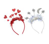 Garneck Diadema Cabello Diseño de Corazón 2 Piezas Rojo y Plateado Accesorio Delicado para Fiestas y Día de San Valentín Decoración Ligera para Peinados Festivos