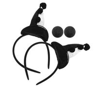 Garneck Diadema de Carnaval de Felpa 2 Sombreros de Payaso y Negro y 2 Narices de Espuma Negra, Accesorios de Actuación para Fiesta, Cosplay y Halloween, Tocados para Mujeres