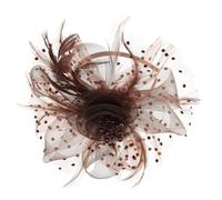 Garneck Diadema de Novia Retro Color Café Red de Plumas y Flores, Accesorio Cabello de Mujer, Tocado Creativo para Fiestas y Banquetes, Decoración Elegante para Eventos