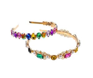 Garneck Diademas Barrocas Estilo Vintage Elegante Gemas de Imitación de Aleación 2 Piezas Ligeras y Fáciles de Poner para Fiestas y Uso Diario