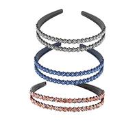 Garneck Diademas De Moda Para Mujer - 3 Piezas De Doble Diadema Con Rhinestones Antideslizantes En Colores Mixtos - Ideal Para Ocasiones Especiales y Uso Diario Accesorio Perfecto Para